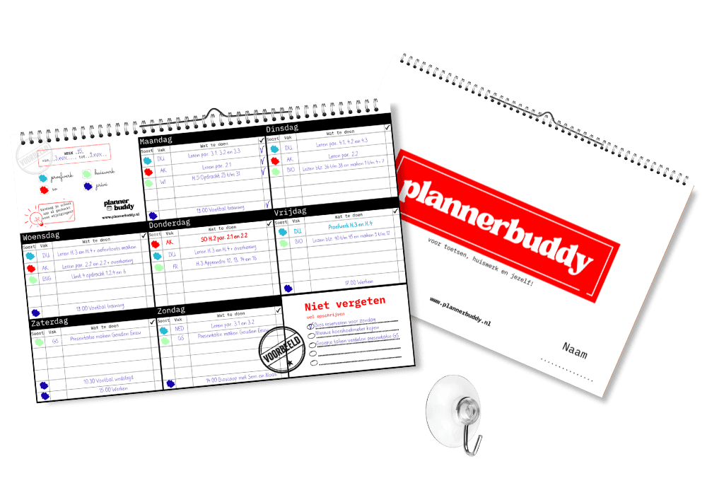 Plannerbuddy huiswerkplanner rood stoer volwassen