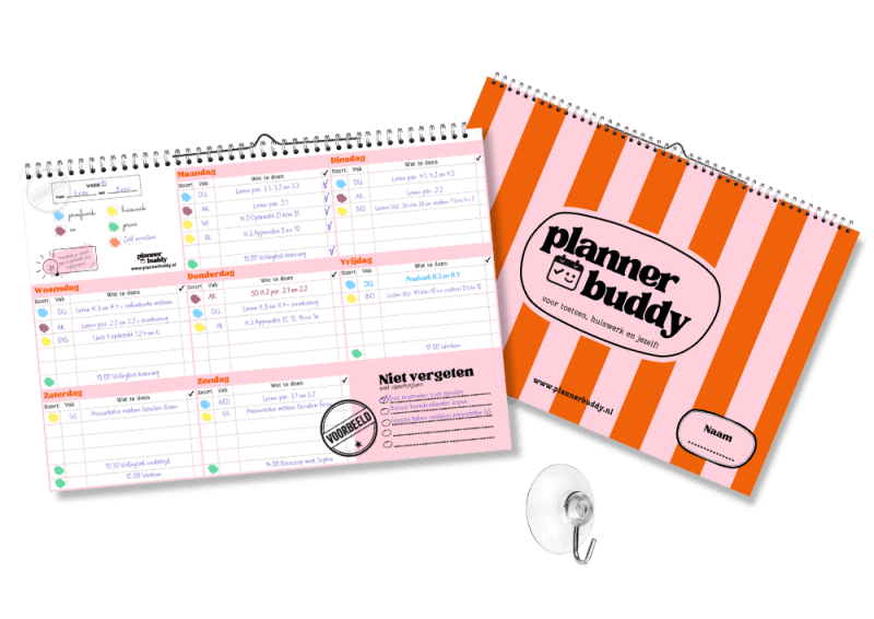 Plannerbuddy huiswerkplanner roze oranje vrolijk.png Plannerbuddy huiswerkplanner rood stoer.png Plannerbuddy huiswerkplanner roze oranje vrolijk